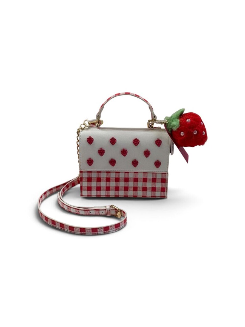 Betsey Johnson - XOMYL02- Bag/Purse -Starwberries - Red/White Gingham - NWT